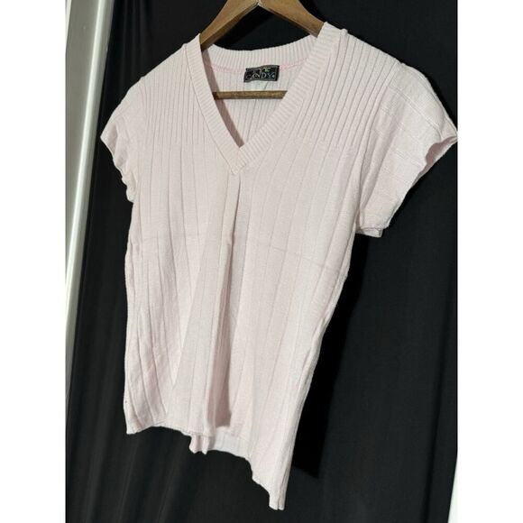 Eye Candy Y2K Pink‎ Cropped Sweater Preppy Fitted Knit 90s Clueless Small - Picture 7 of 7